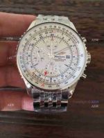 Swiss Copy Breitling Navitimer World Watch Stainless Steel White Chronograph